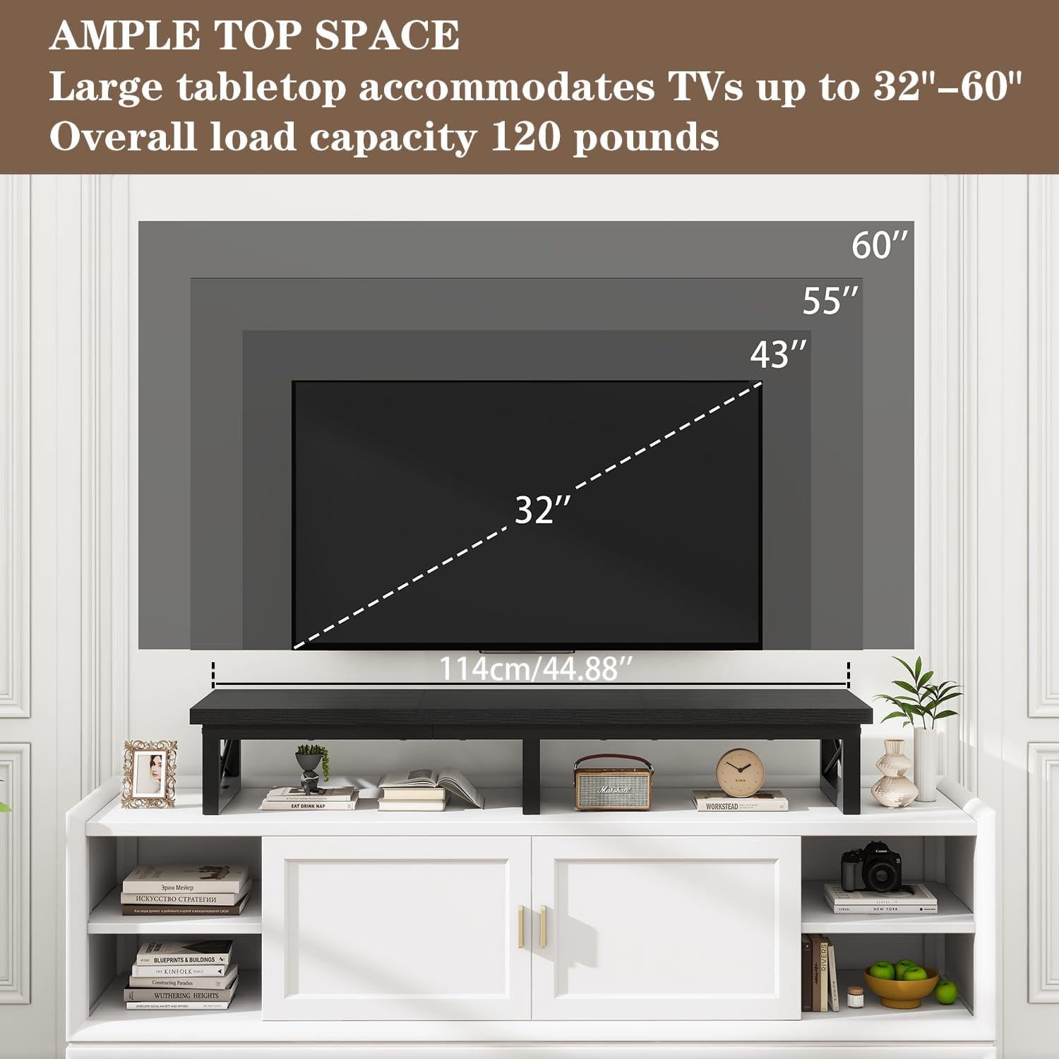 Soporte de TV IBUYKE 112 cm con Almacenamiento y Patas de Acero