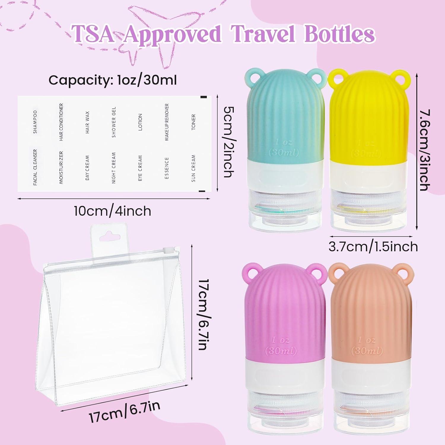 Botellas de Silicona RONRONS 30ml 4 Pack Viaje a Prueba de Fugas