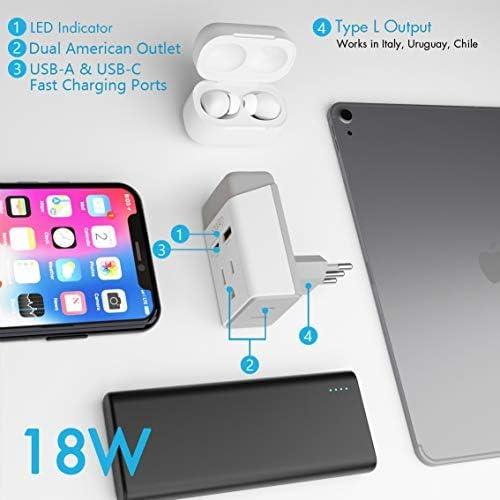 Adaptador de Enchufe Ceptics 2 Pack Tipo C y L para Europa