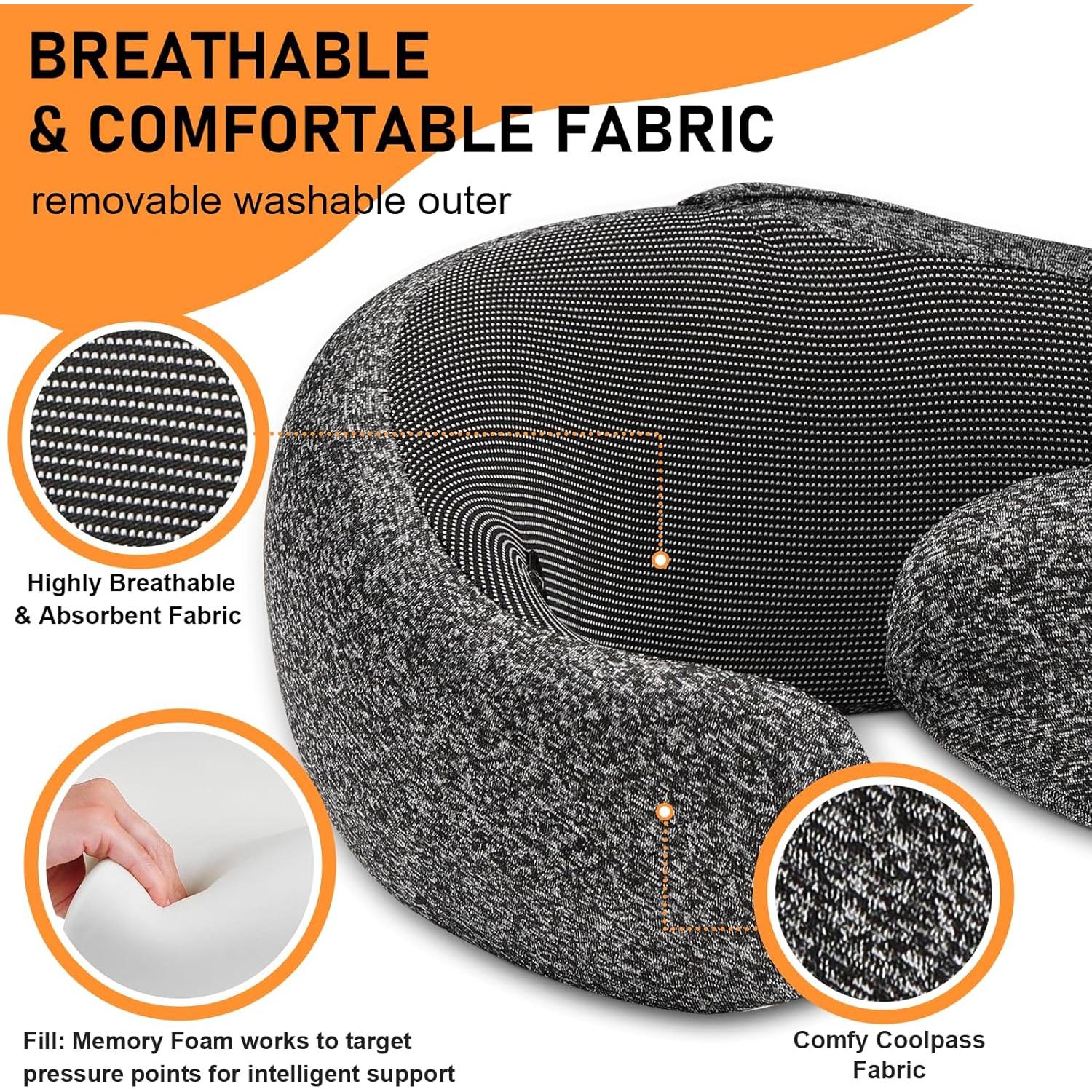 Almohada de Viaje Vzpeun con Capucha y Espuma de Memoria