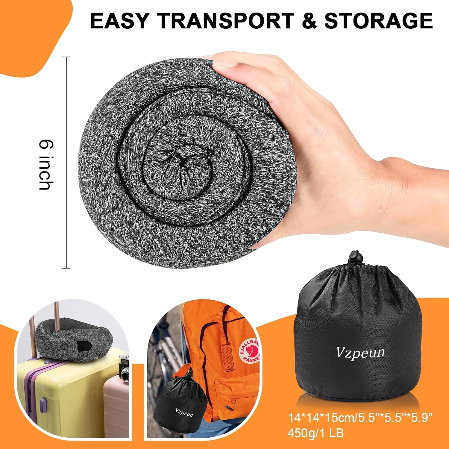 Almohada de Viaje Vzpeun con Capucha y Espuma de Memoria