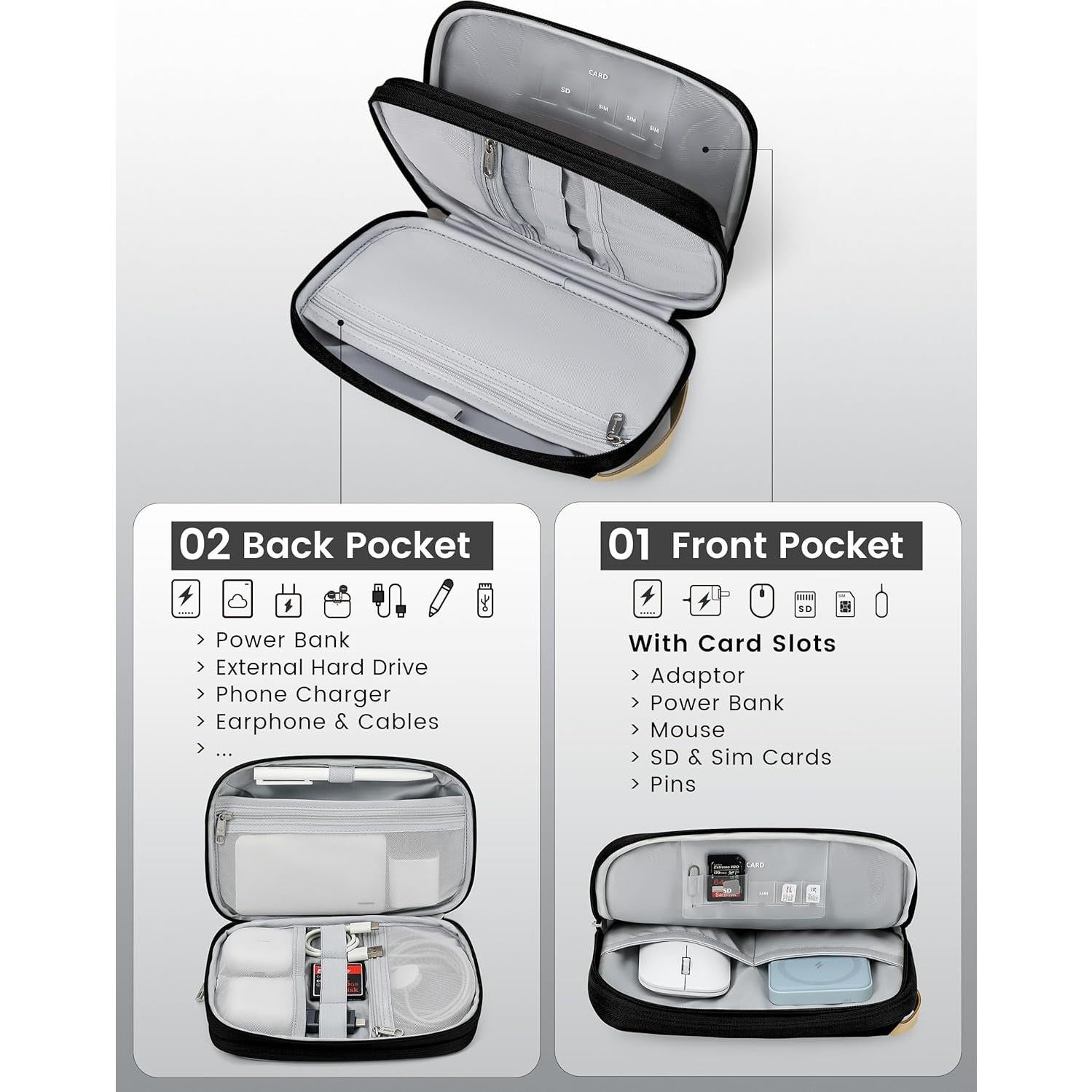 Organizador de Cables Travelkin Mediano Negro Volcánico