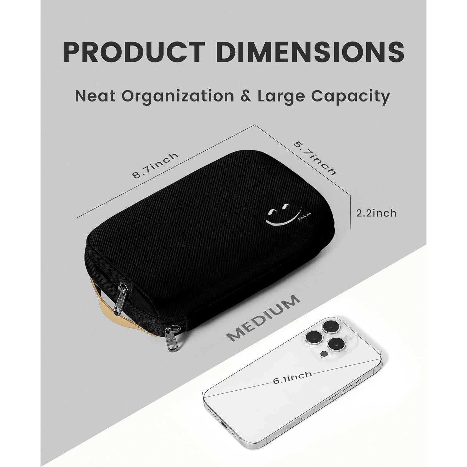 Organizador de Cables Travelkin Mediano Negro Volcánico