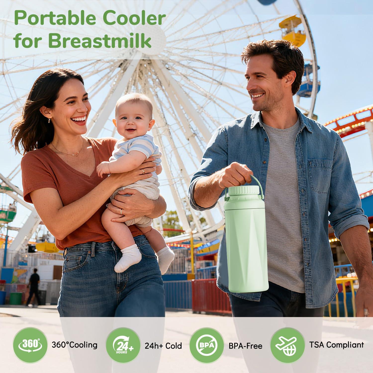 Enfriador de Leche Materna Portátil Easyvava 22oz Verde Menta