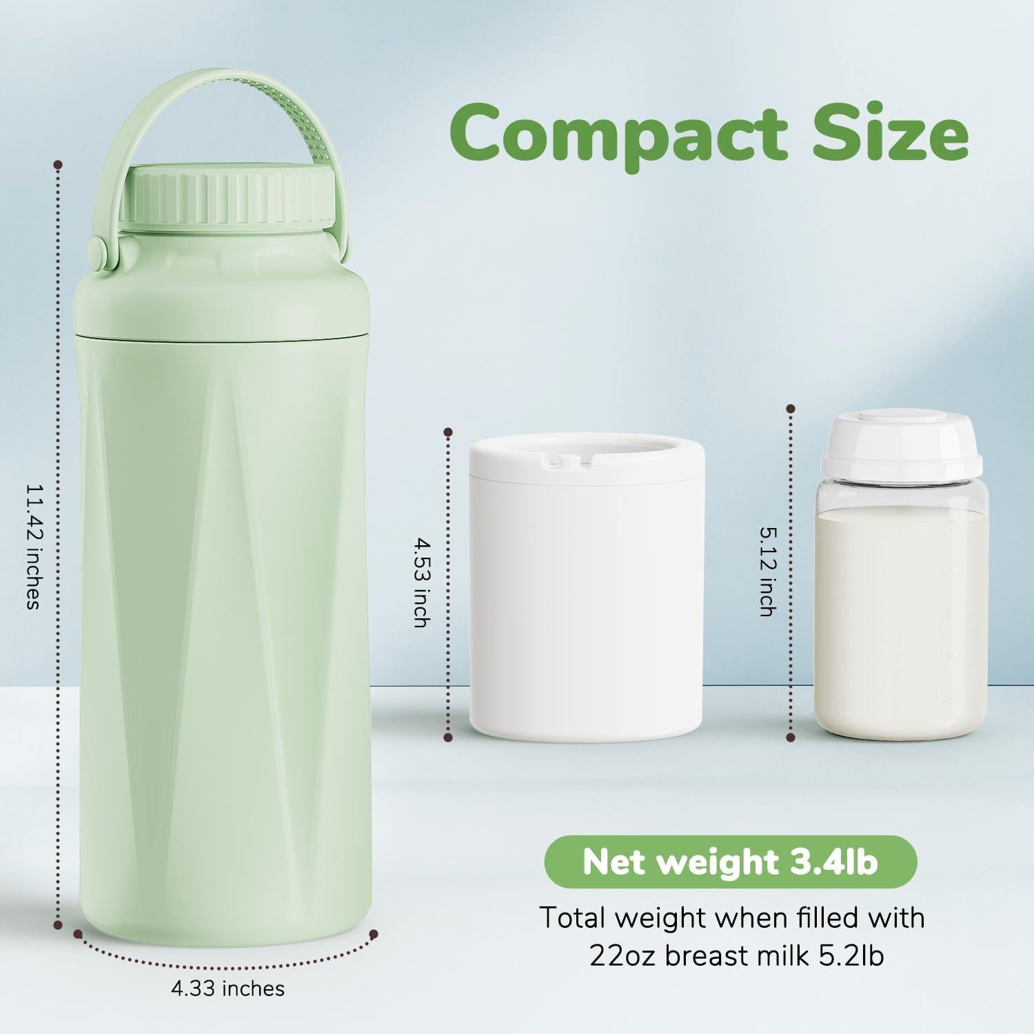 Enfriador de Leche Materna Portátil Easyvava 22oz Verde Menta