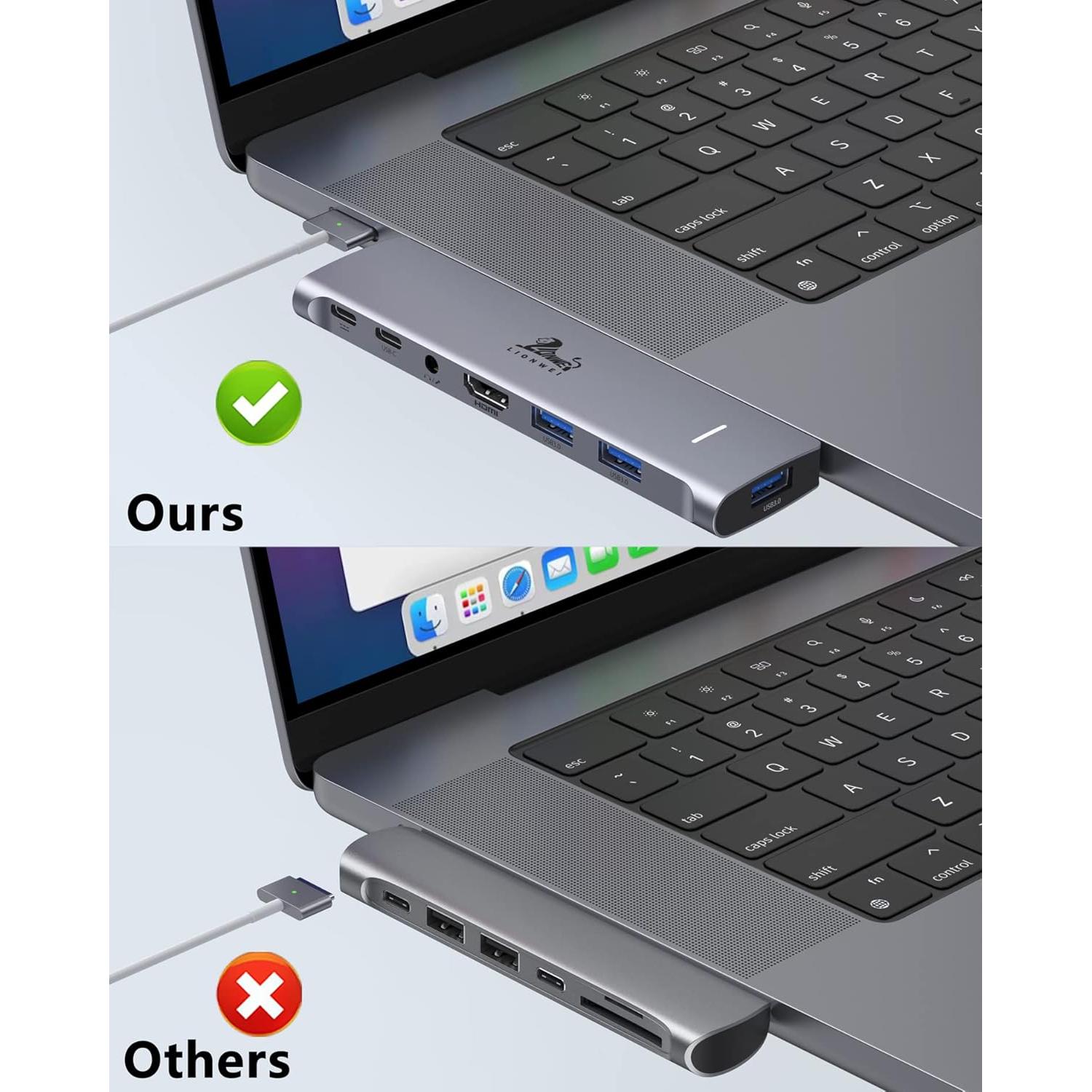 Adaptador Hub USB C LIONWEI para MacBook Pro/Air 7 en 2