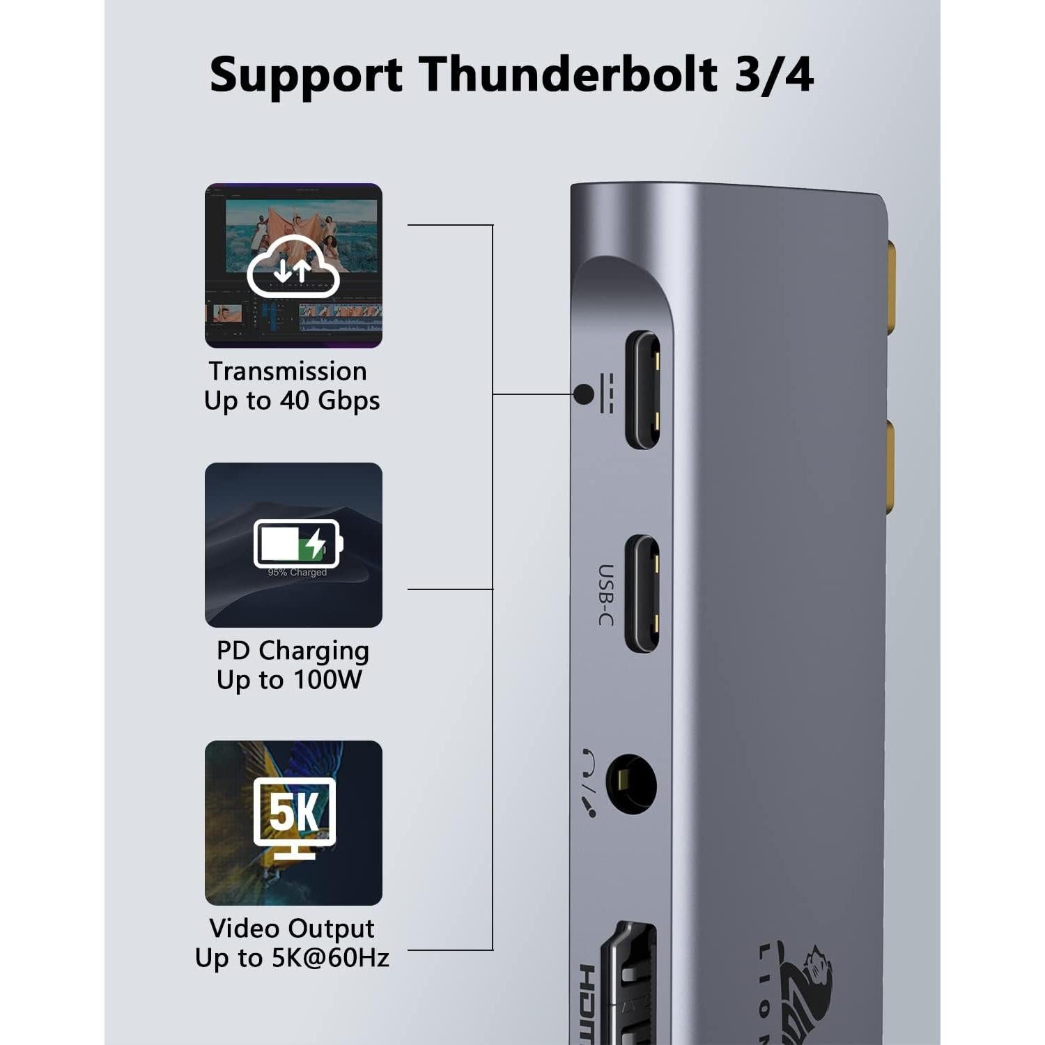 Adaptador Hub USB C LIONWEI para MacBook Pro/Air 7 en 2