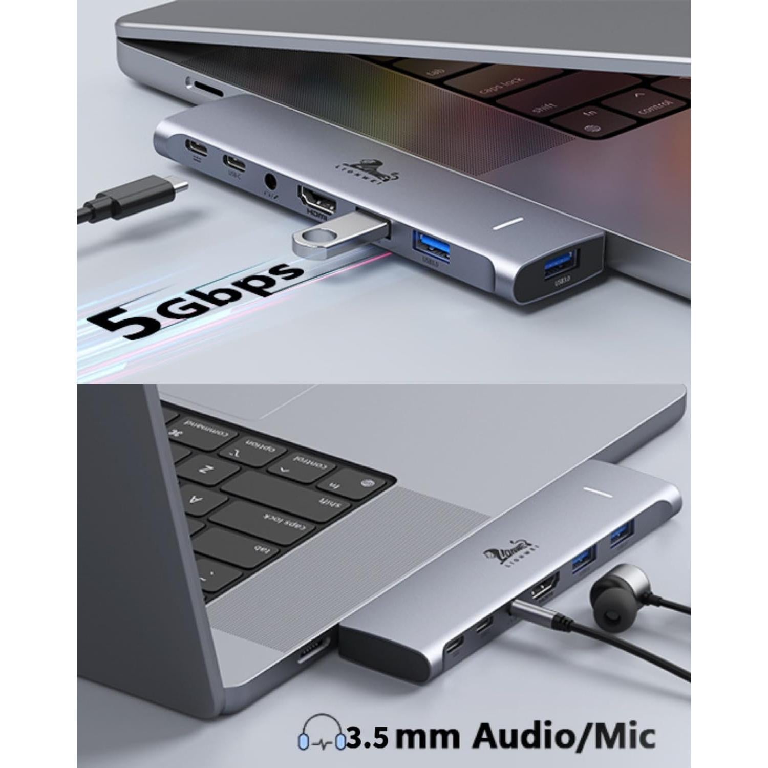 Adaptador Hub USB C LIONWEI para MacBook Pro/Air 7 en 2