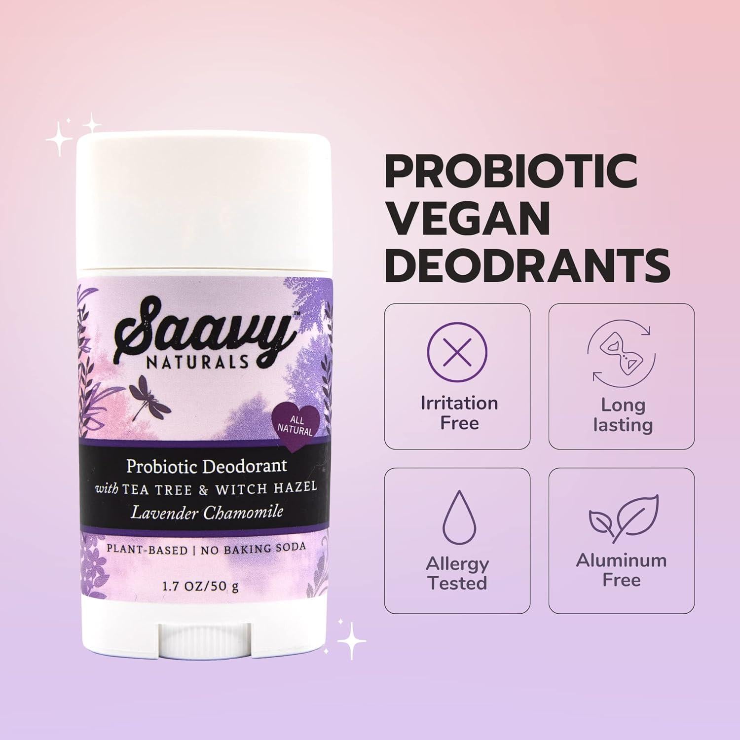 Desodorante Probiotico Saavy Naturals 48.2g Lavanda y Manzanilla