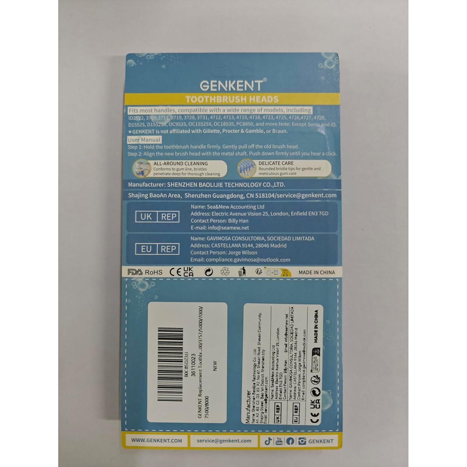 Cabezas de cepillo de dientes Oral B Braun GENKENT 12 Pcs