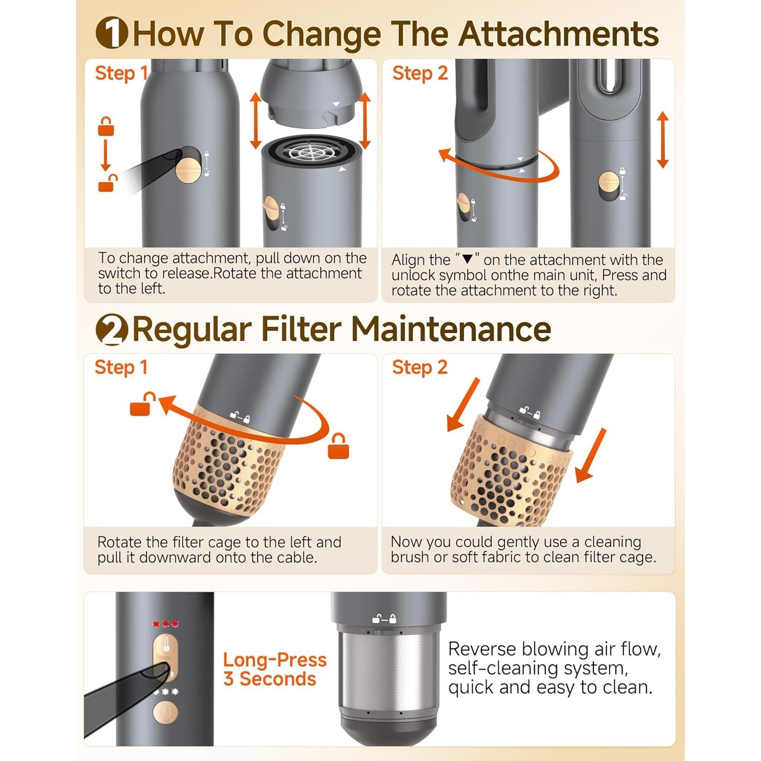 WindBlow Hair Dryer Brush 6-in-1 Straightener, Hair Auto-Wrap Curlers, Professional 110,000 RPM Magic Multi Styler with Attachments