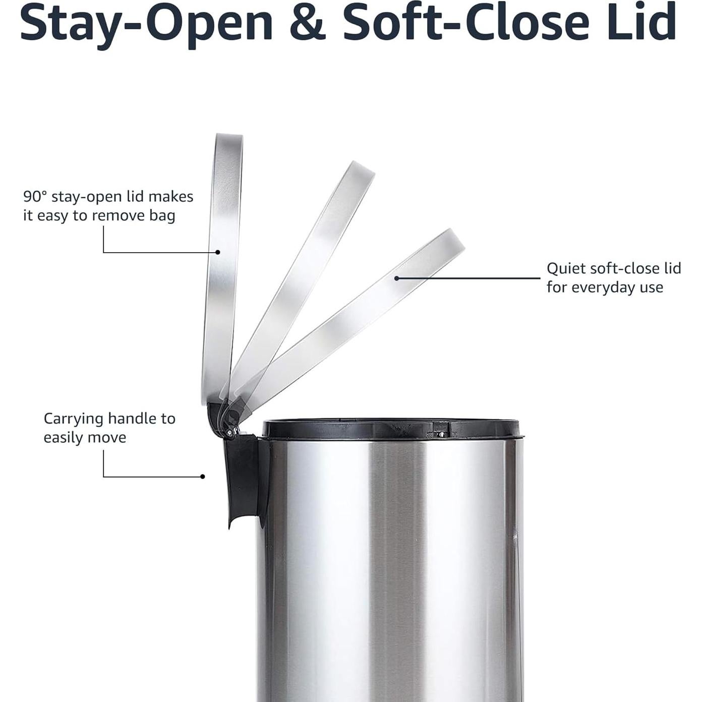 Cubo de Basura 20L Amazon Basics Acero Inoxidable con Pedal