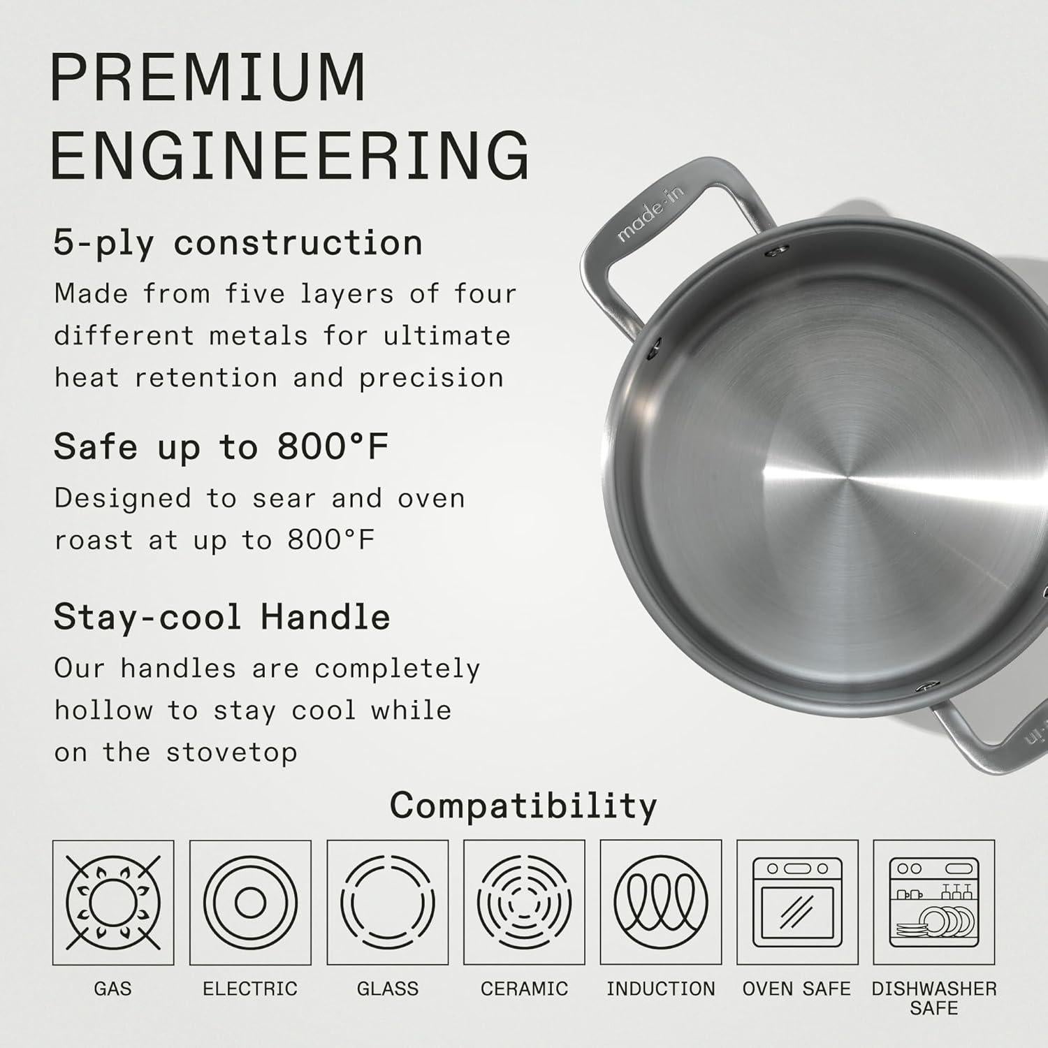 Olla de Acero Inoxidable Made In 6 Cuartos - Profesional