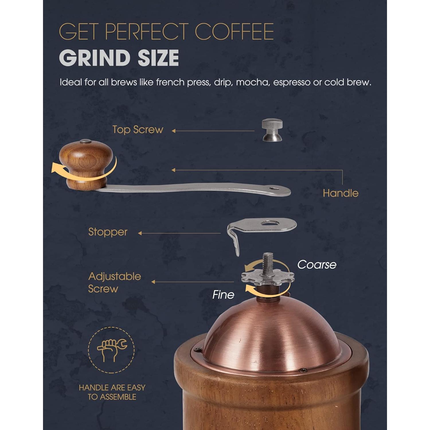 Molinillo de Café Manual POLIVIAR JX2022-CG20 con Muela Cerámica