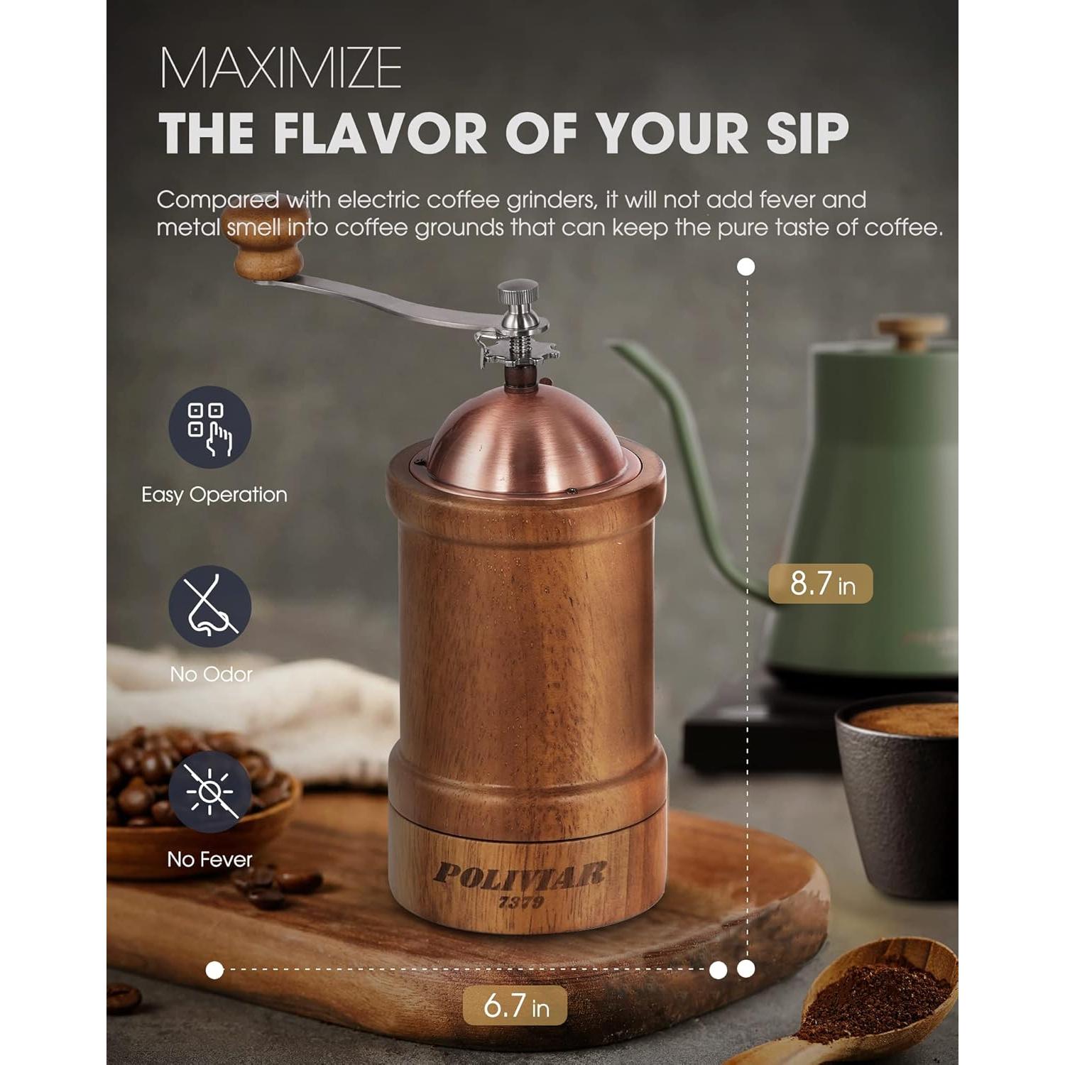 Molinillo de Café Manual POLIVIAR JX2022-CG20 con Muela Cerámica