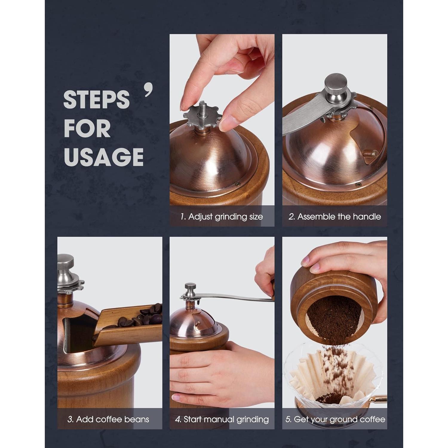 Molinillo de Café Manual POLIVIAR JX2022-CG20 con Muela Cerámica