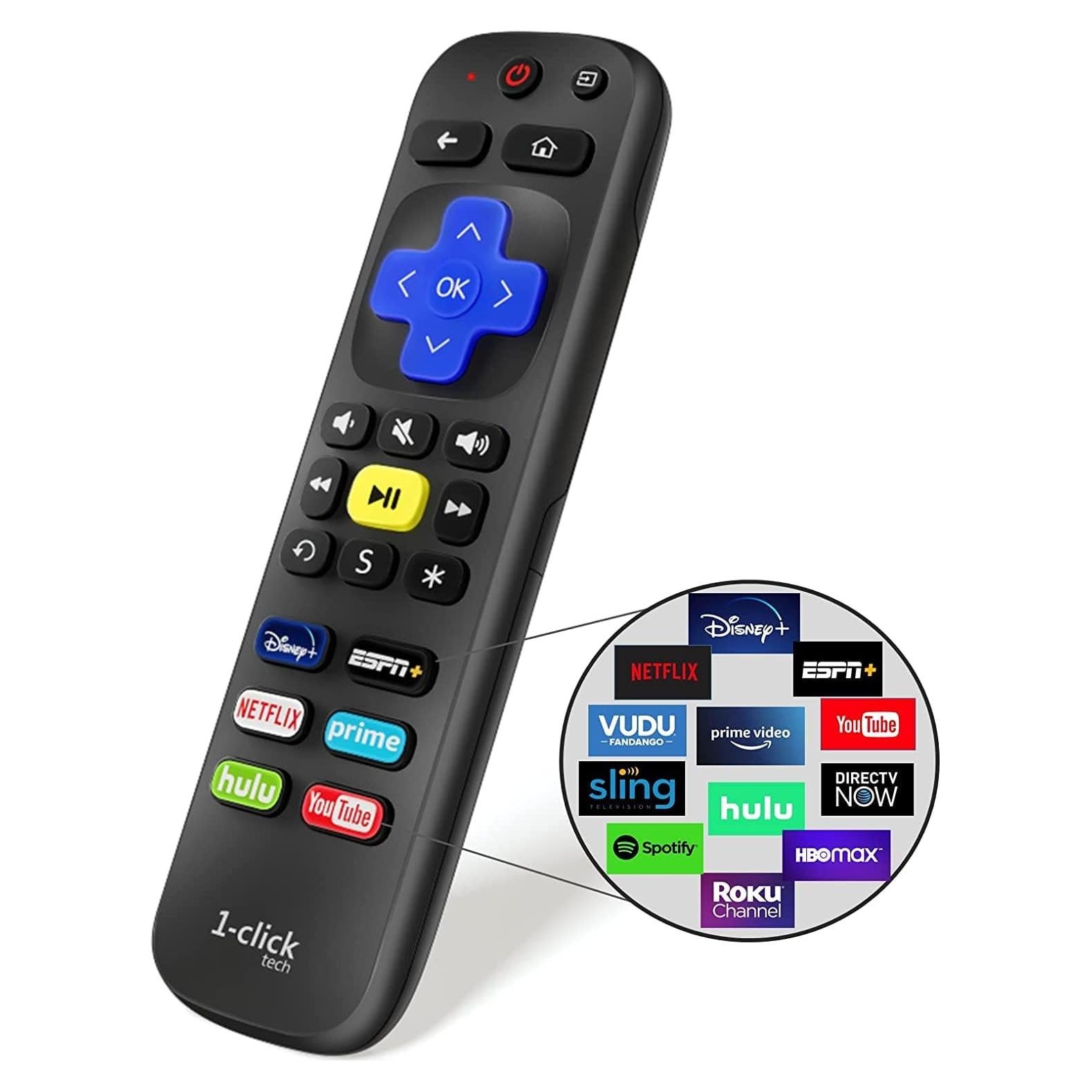 Control Remoto Universal 1-Clicktech RT-U07 para Roku TV