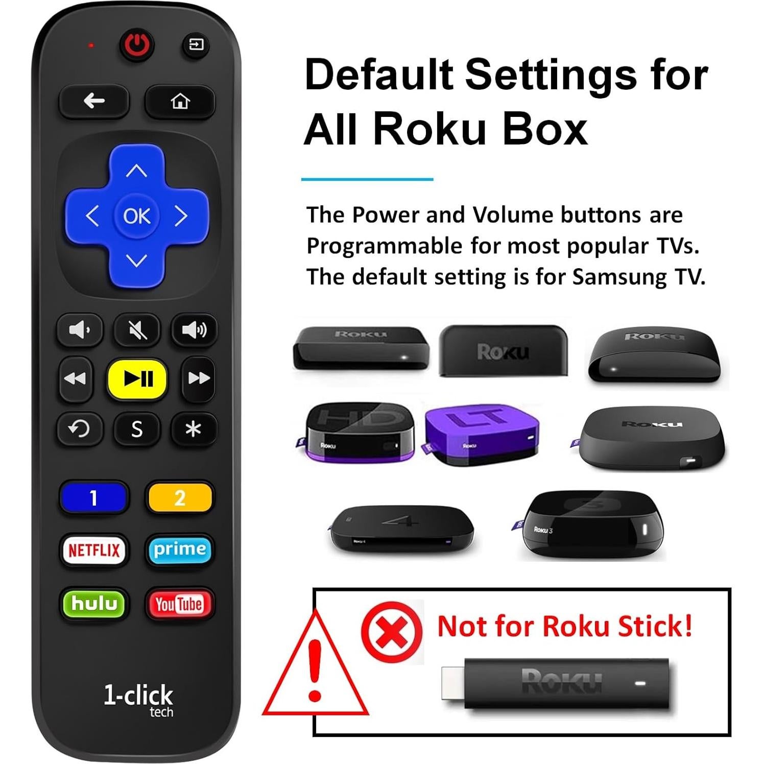Control Remoto Universal 1-Clicktech RT-U07 para Roku TV