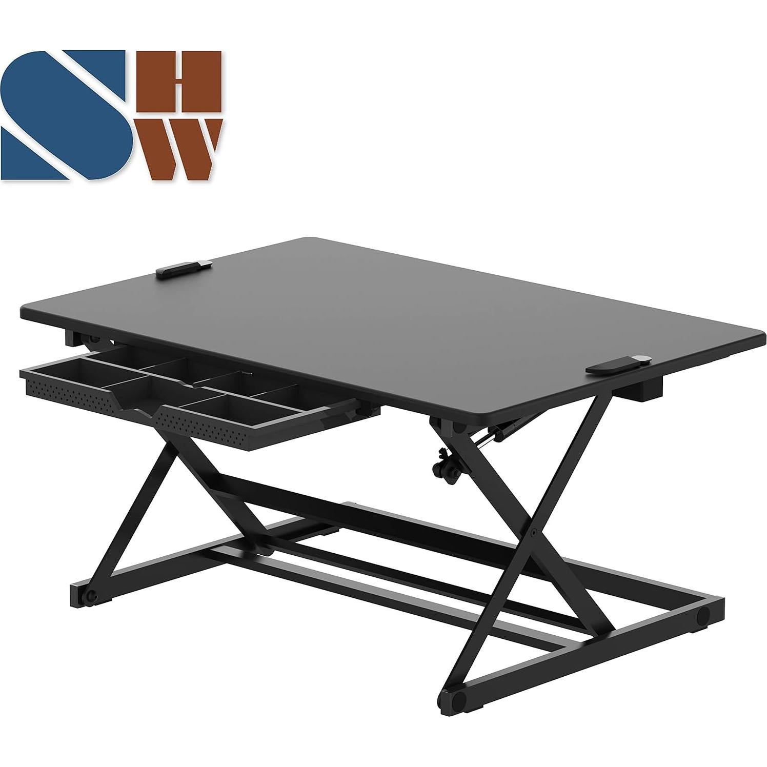 Escritorio Elevador Ajustable SHW 81 cm Negro Ergonomico