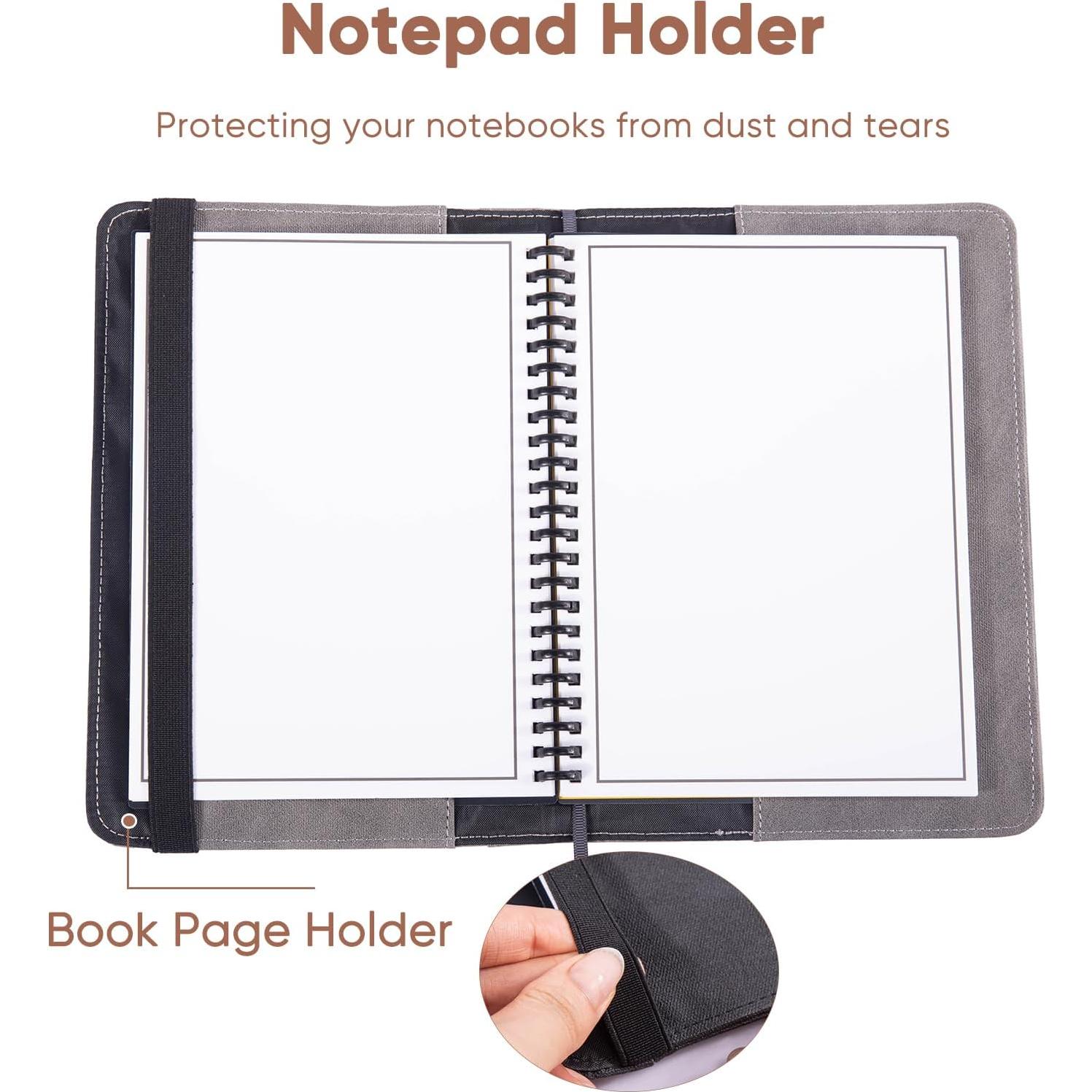 Cubierta de cuaderno APOFFICE S Gris con bolsillos y lazo