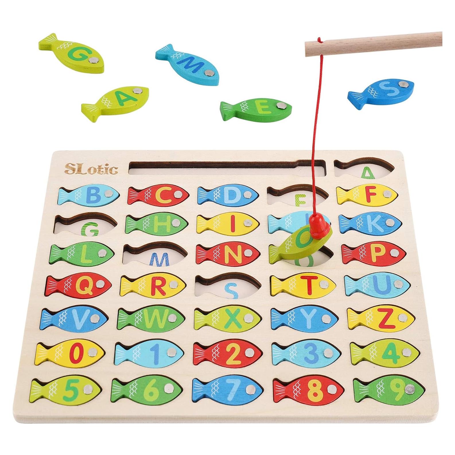 Juego de Pesca Magnético de Madera Slotic para Niños 3-5 Años