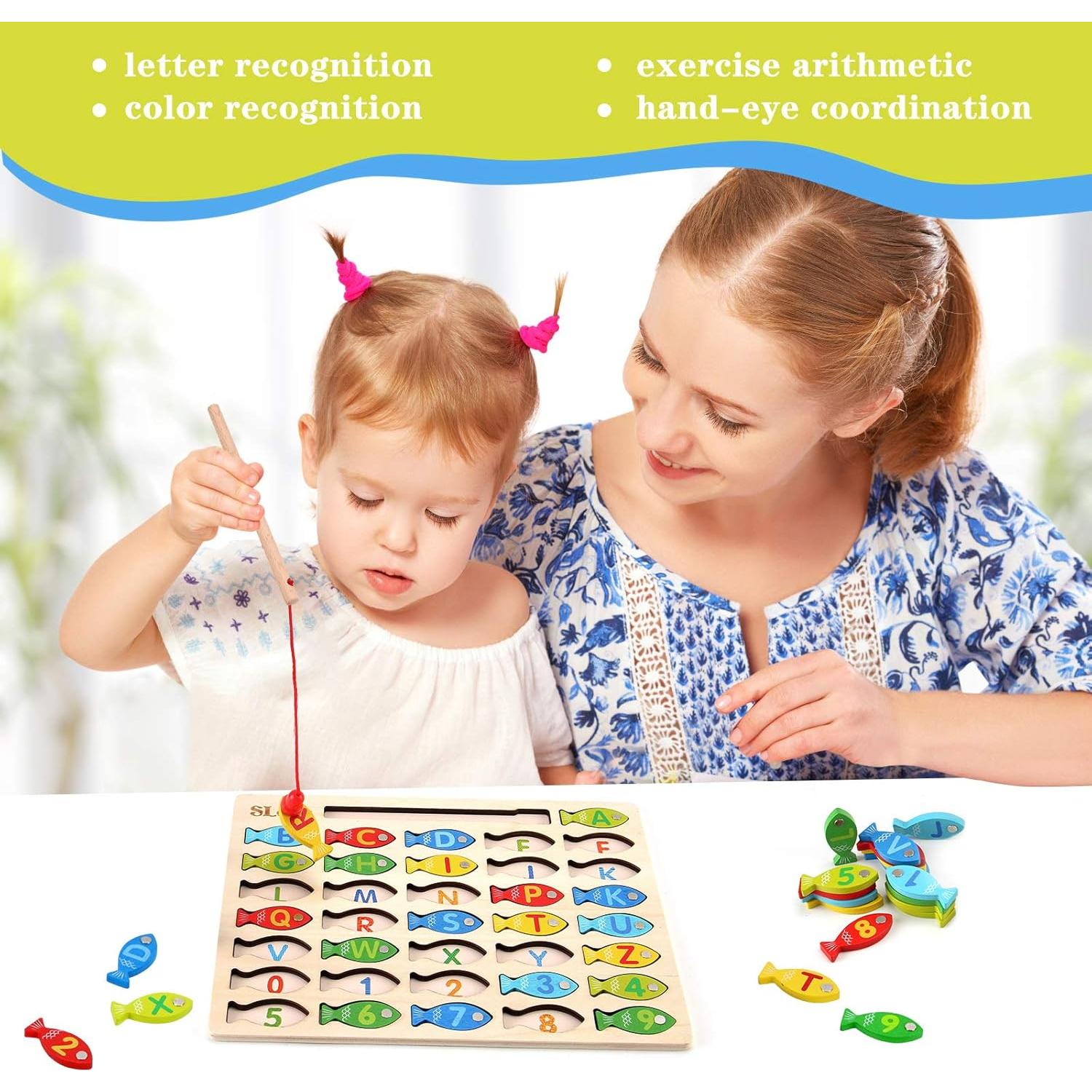 Juego de Pesca Magnético de Madera Slotic para Niños 3-5 Años