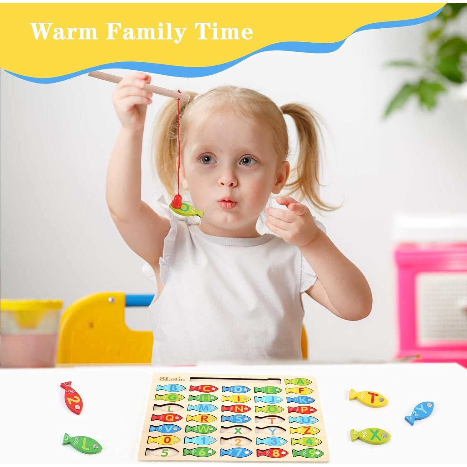 Juego de Pesca Magnético de Madera Slotic para Niños 3-5 Años