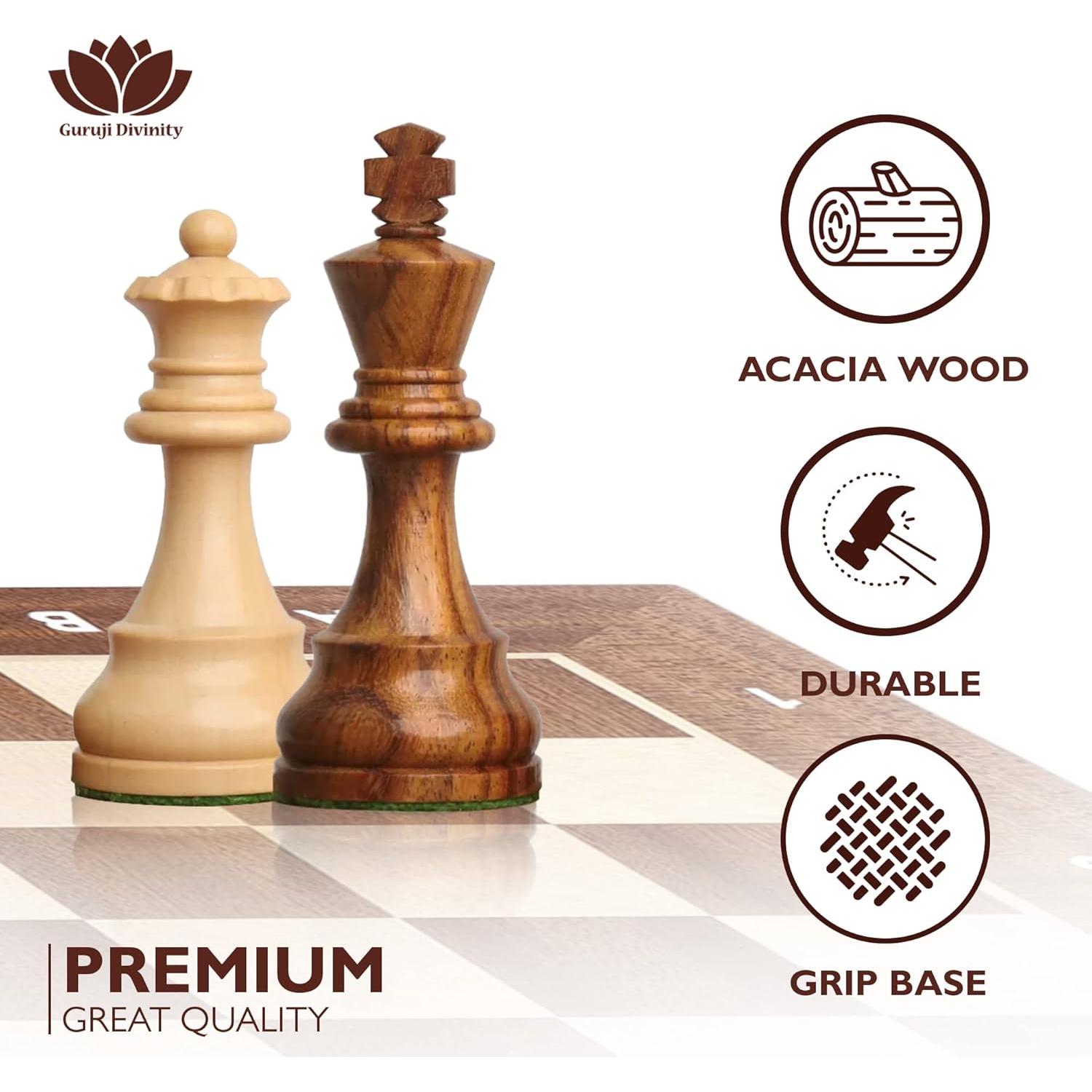 Set de Ajedrez de Madera Blessings Decor 10.16 cm Rey Marrón y Blanco