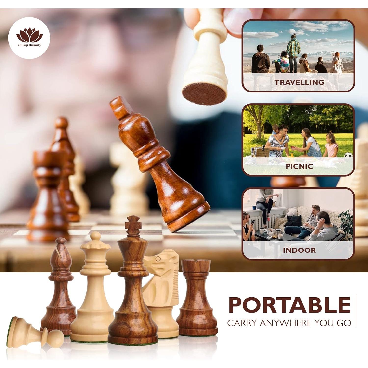 Set de Ajedrez de Madera Blessings Decor 10.16 cm Rey Marrón y Blanco