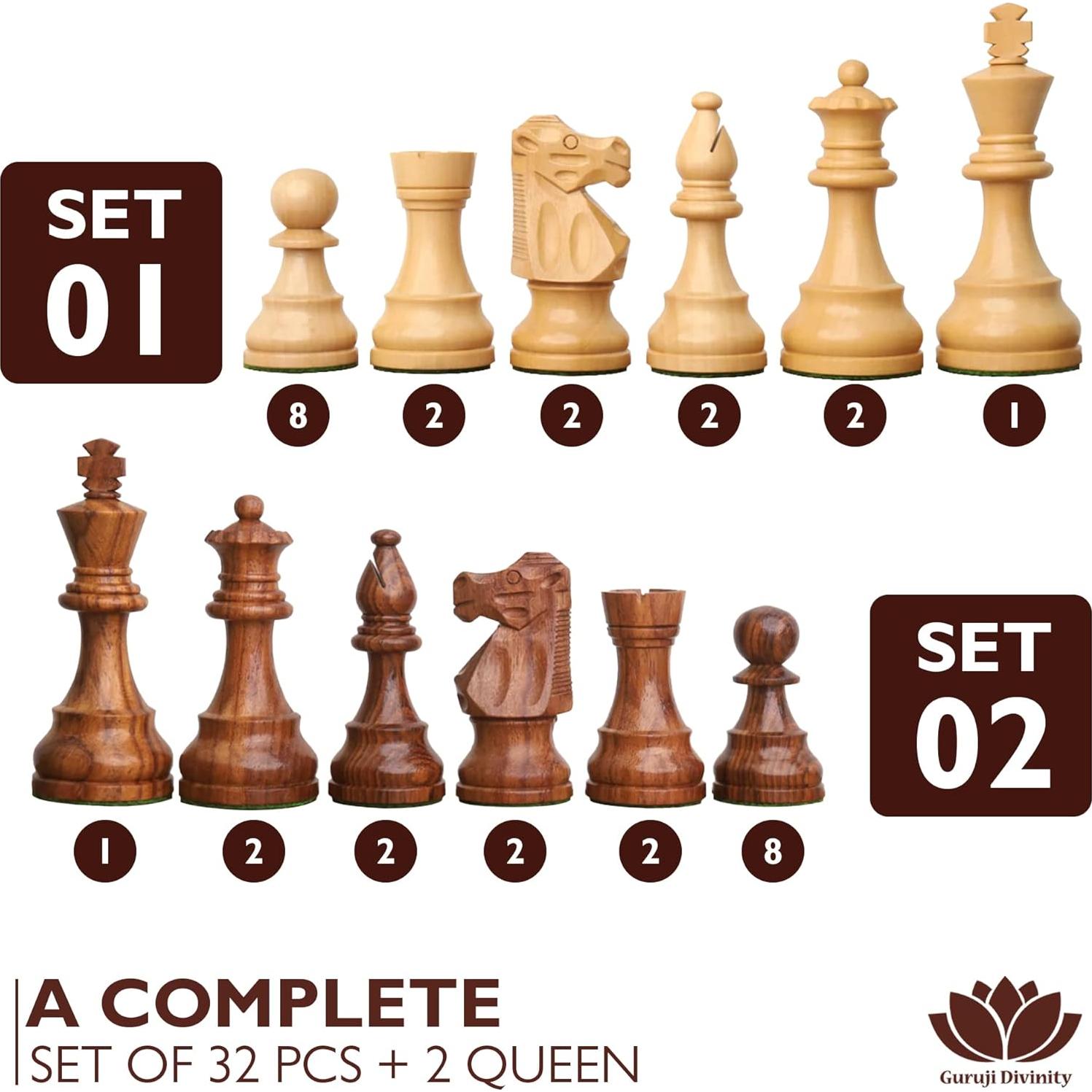 Set de Ajedrez de Madera Blessings Decor 10.16 cm Rey Marrón y Blanco