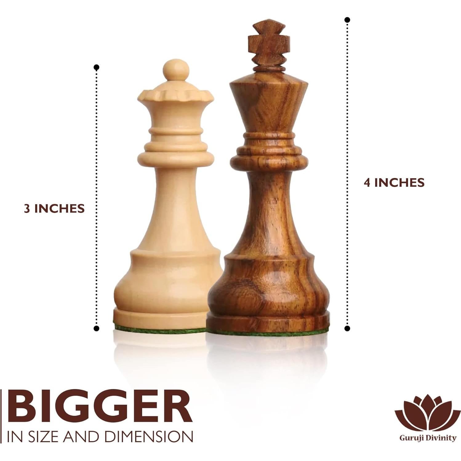 Set de Ajedrez de Madera Blessings Decor 10.16 cm Rey Marrón y Blanco