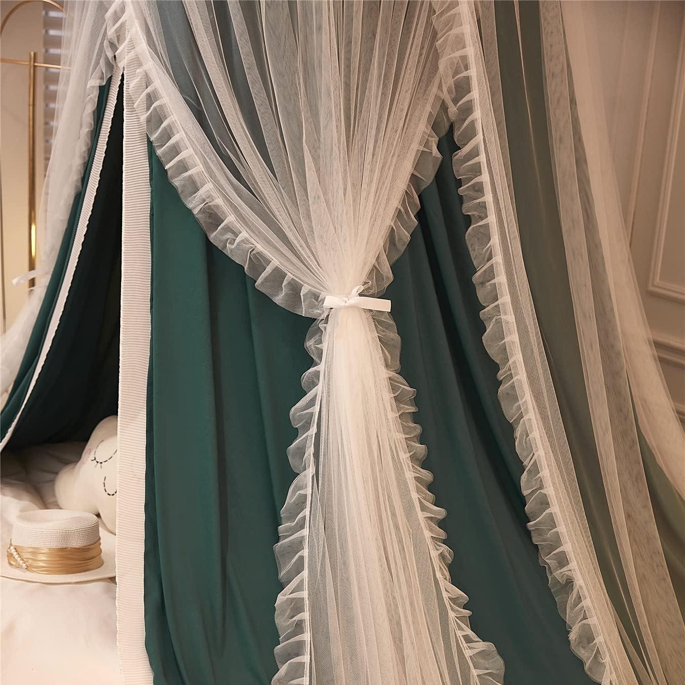 Cortina de Cama de Dosel Princesa VETHIN Verde/Blanco 2.09kg