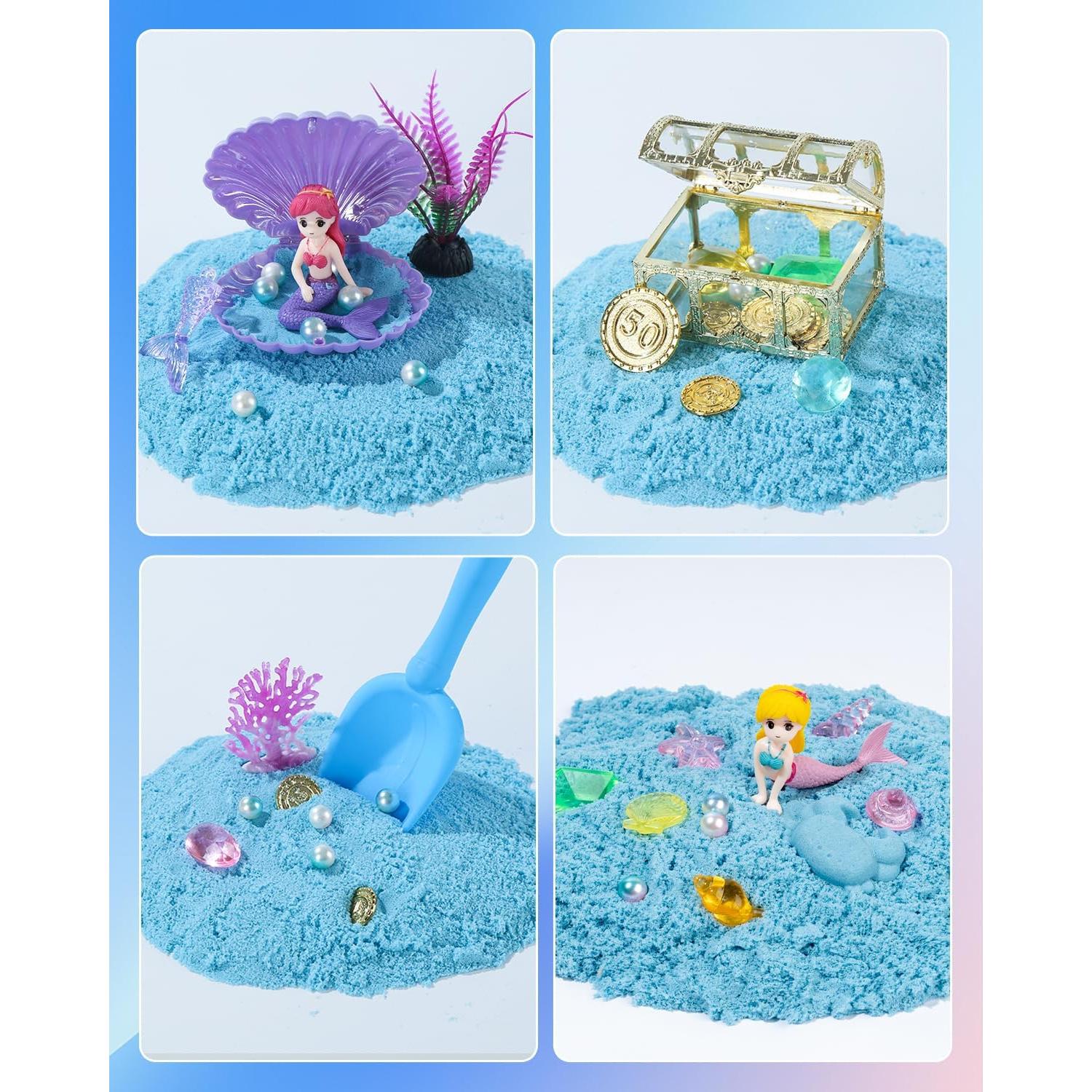Kit de Arena Sensorial Oceánica Azul con Juguetes para Niños