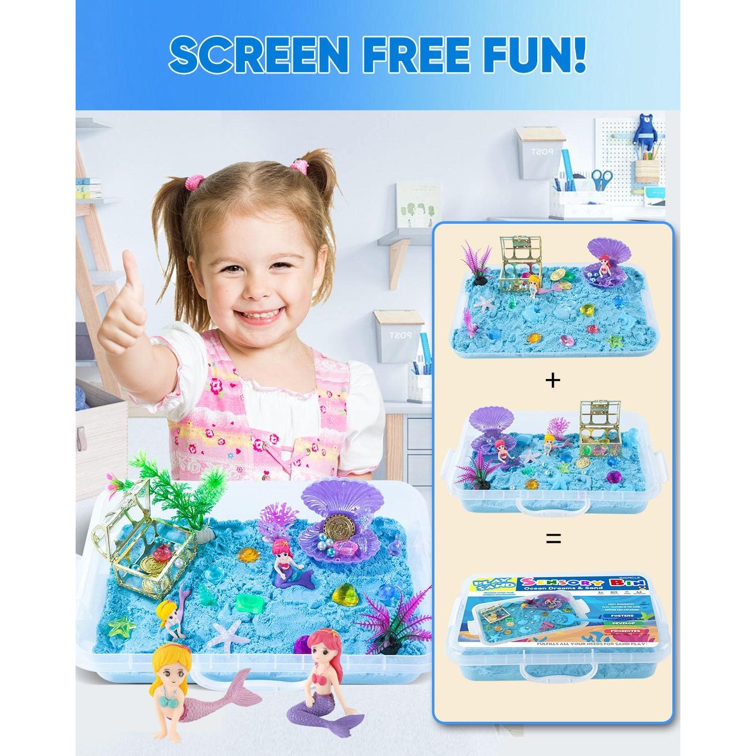 Kit de Arena Sensorial Oceánica Azul con Juguetes para Niños