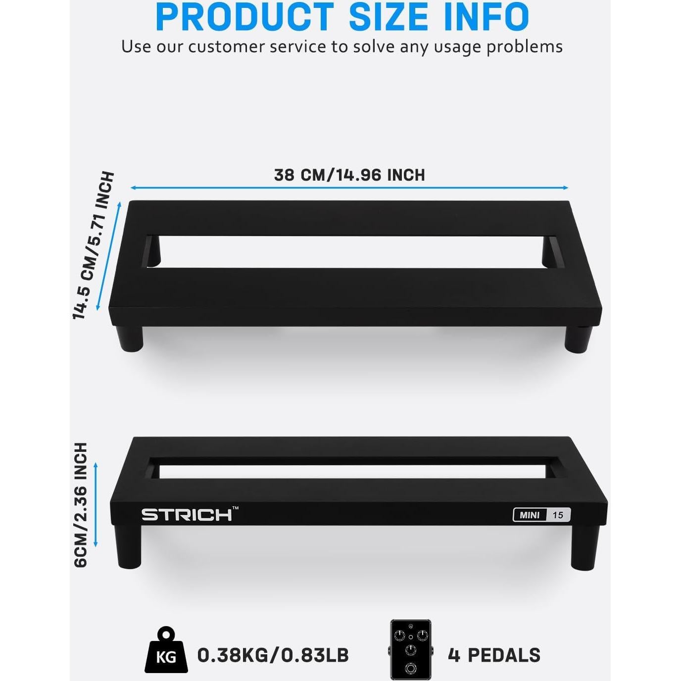 Pedalboard STRICH MINI 15 Aluminio 38.1x14.5cm Negro