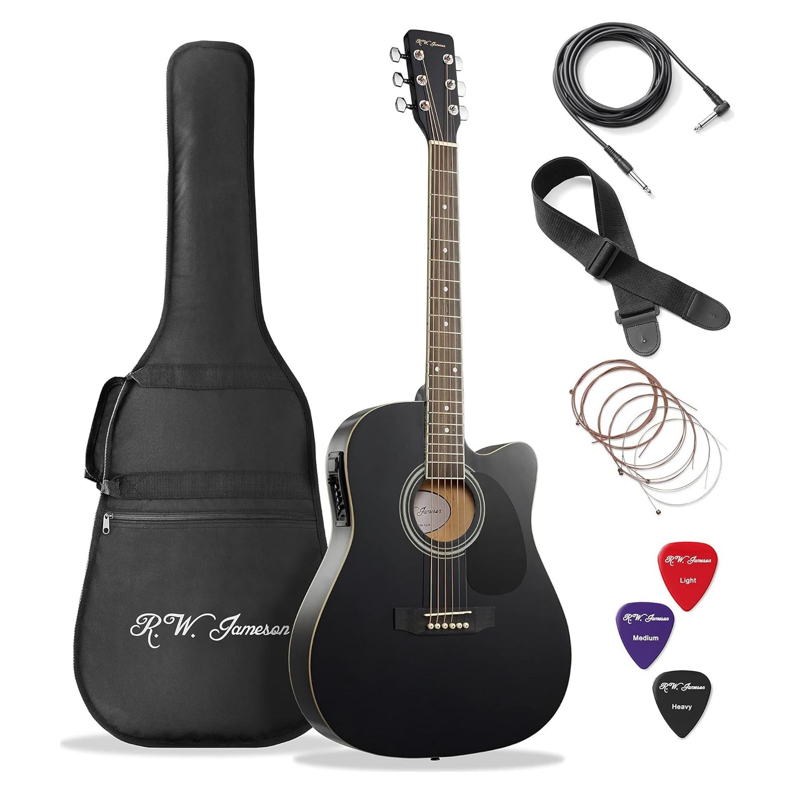 Guitarra Acústica Eléctrica Thinline R.W. Jameson 41" Negra