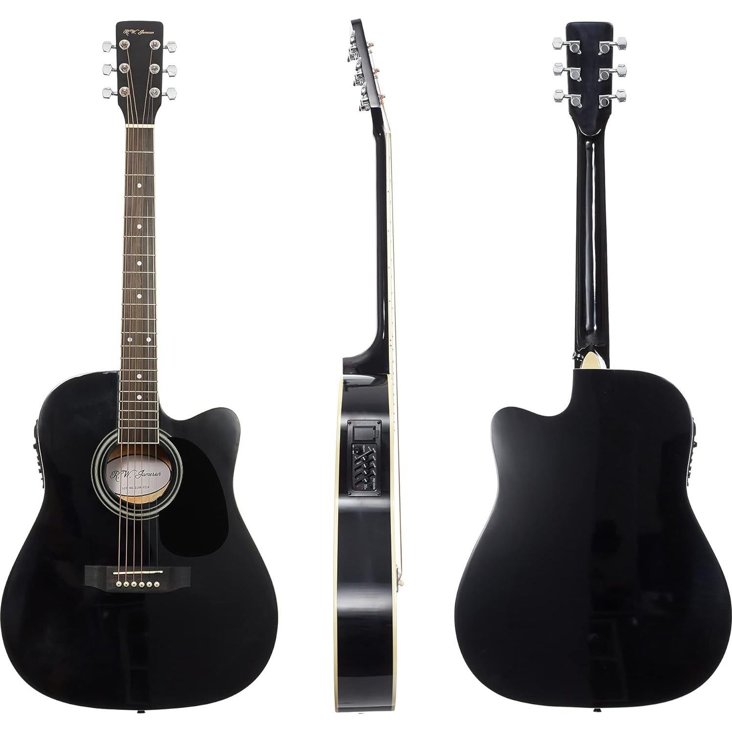 Guitarra Acústica Eléctrica Thinline R.W. Jameson 41" Negra
