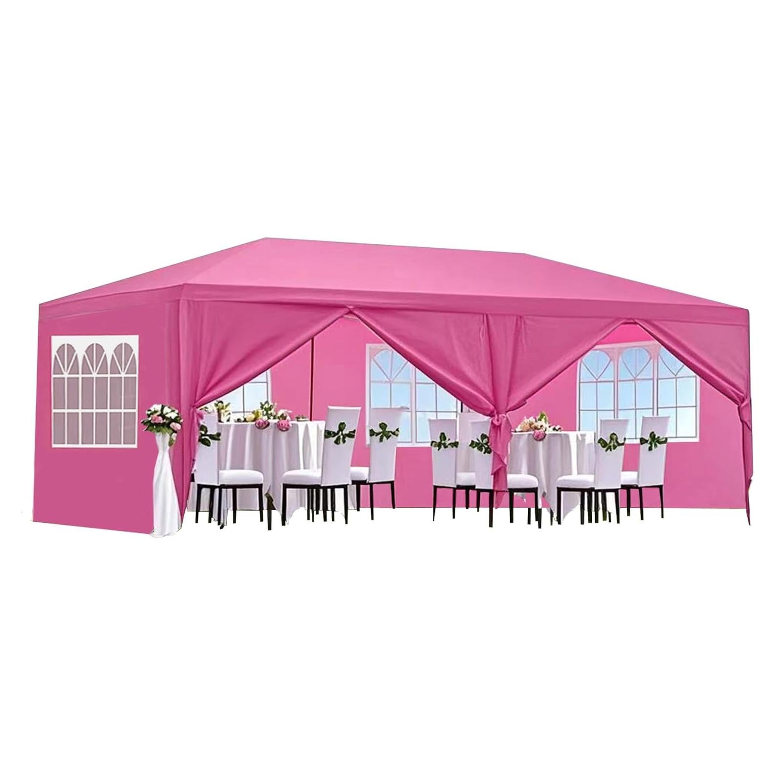 Carpa de Fiesta DSHADE 10x6 m Rosa con 6 Paredes Removibles