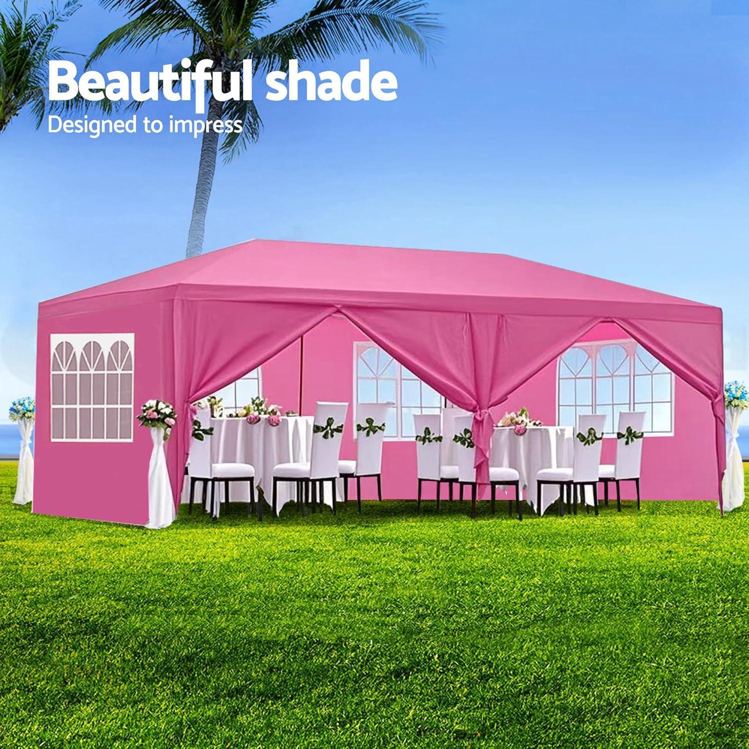 Carpa de Fiesta DSHADE 10x6 m Rosa con 6 Paredes Removibles