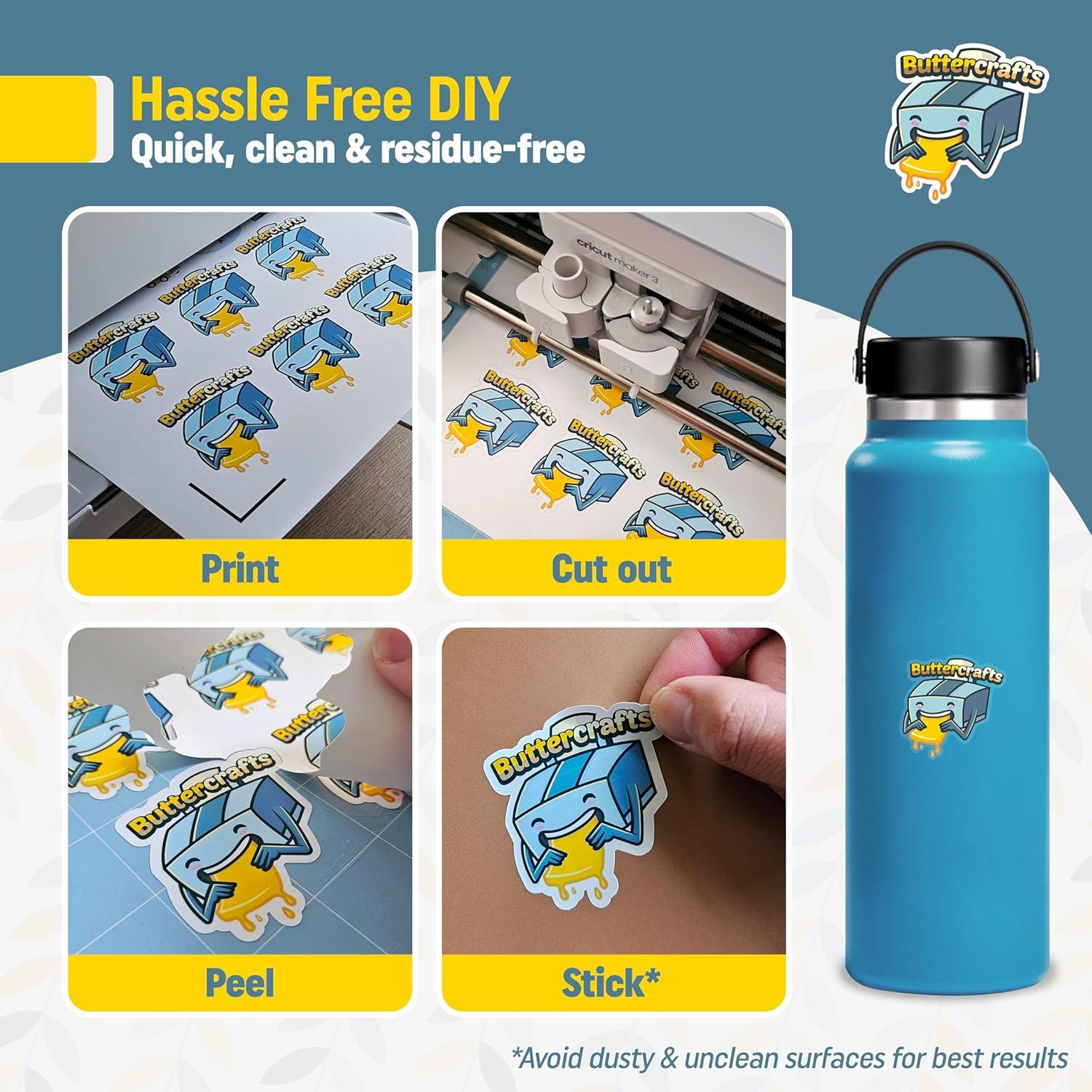 Papel de Etiquetas Imprimible Transparente Buttercrafts 25 Hojas 21.6x27.9 cm