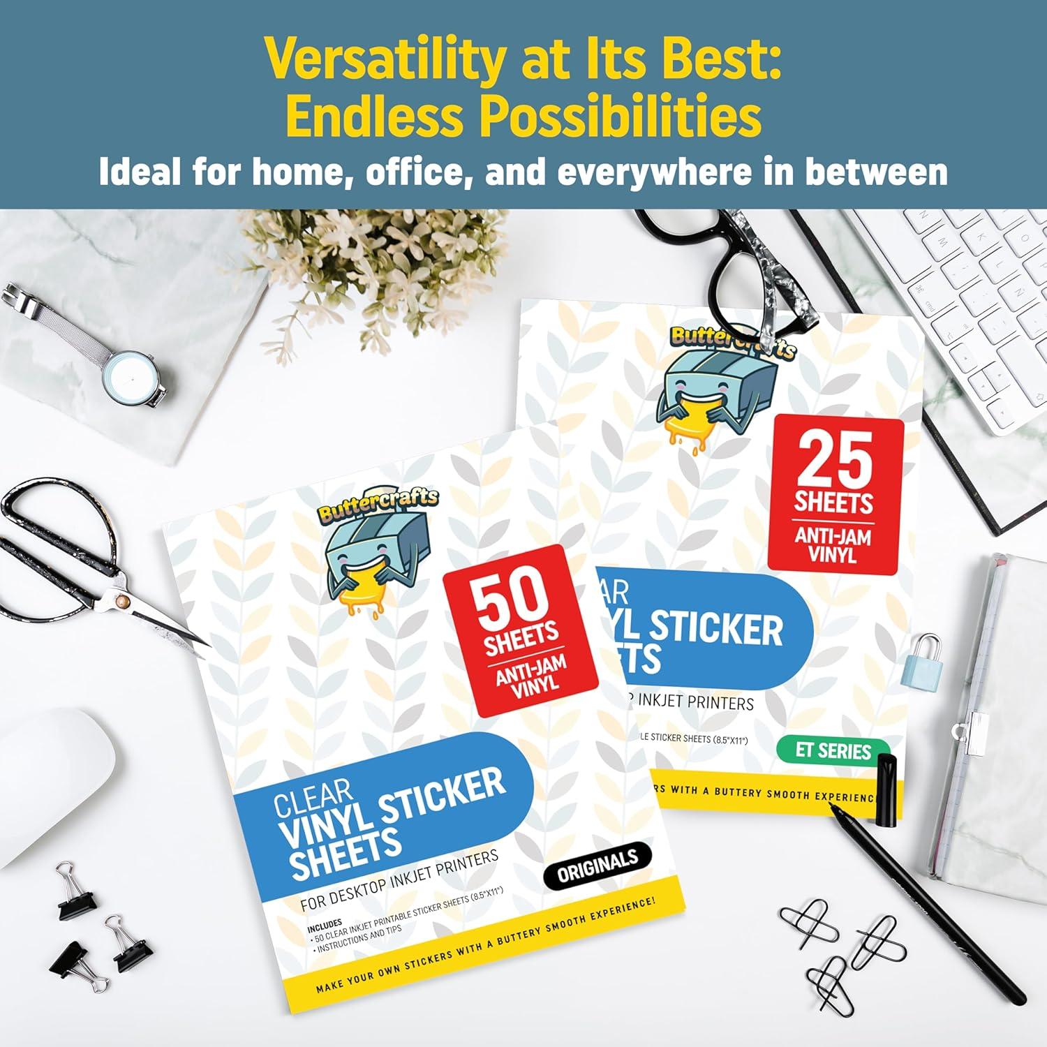 Papel de Etiquetas Imprimible Transparente Buttercrafts 25 Hojas 21.6x27.9 cm