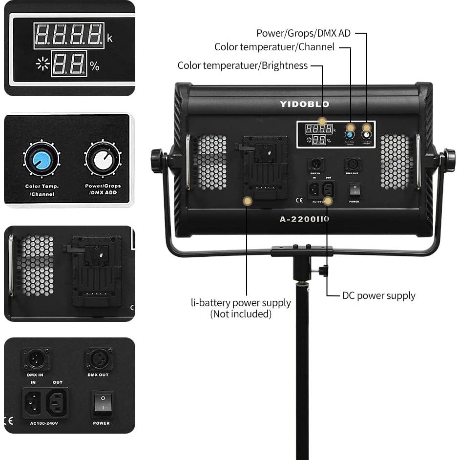 Kit de Iluminación LED Bi Color Yidoblo A-2200IIQ 100W Regulable