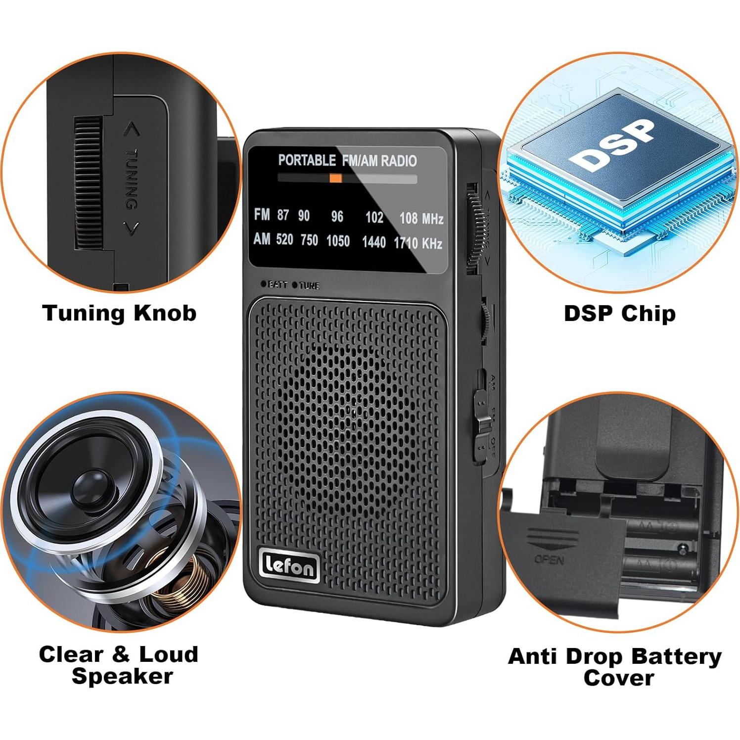 Radio Portátil TRELC T-08 AM FM Mini 127g con Auriculares