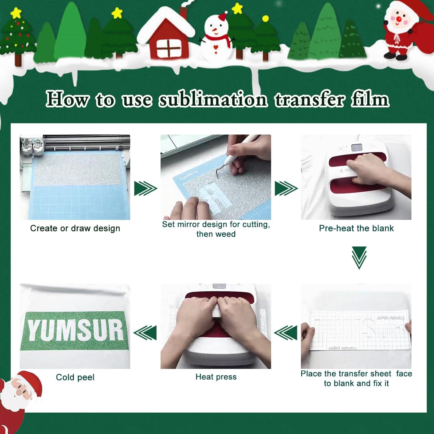 Hojas de Transferencia de Tinta de Sublimación YumSur 12 pcs 30.5x11.5cm