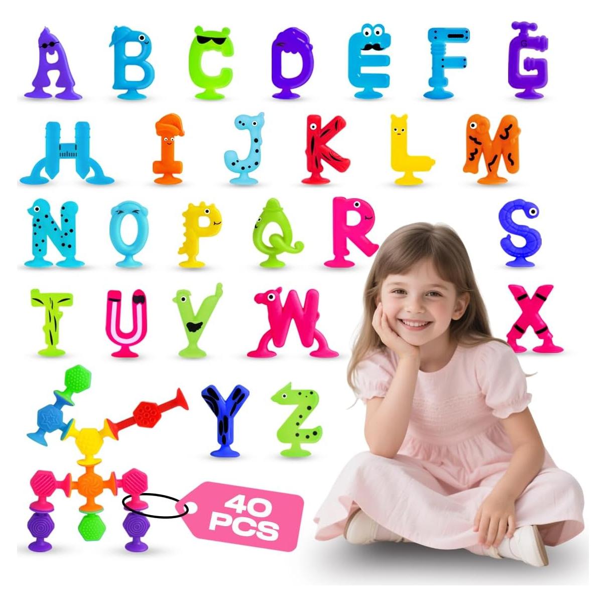 Juguetes de Baño SKYWHALE 40PCS Letras Alfabeto Animales