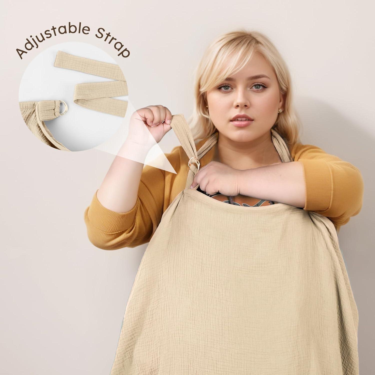 Cubierta de Lactancia Yoofoss 100% Algodón Muselina Albaricoque