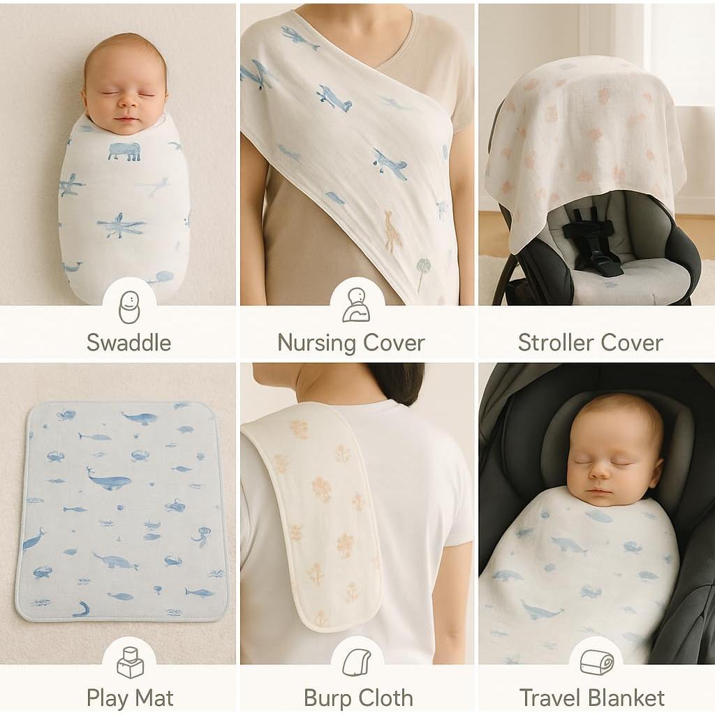 Mantas de Swaddle 100% Algodón Sunshine & Snuggles 47x47 cm 2-Pack