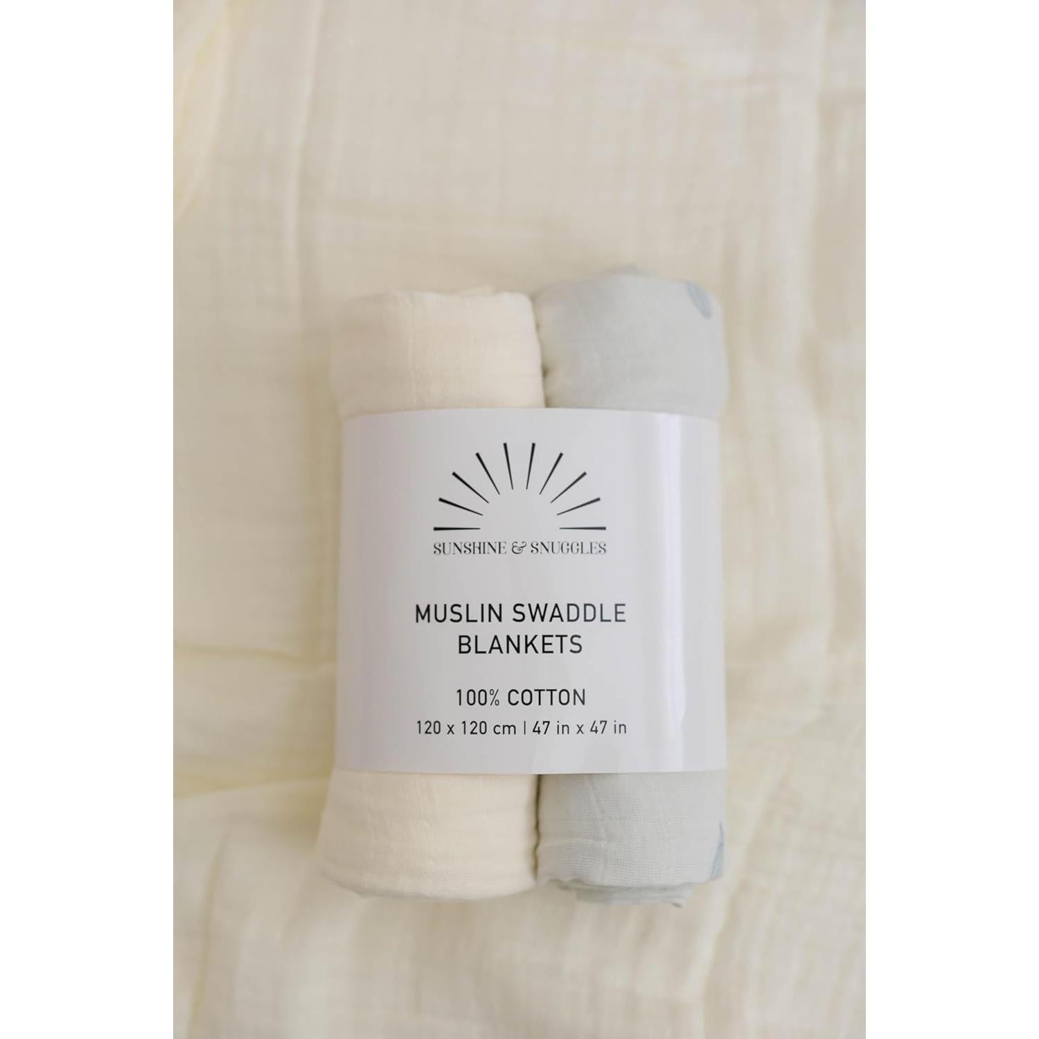 Mantas de Swaddle 100% Algodón Sunshine & Snuggles 47x47 cm 2-Pack