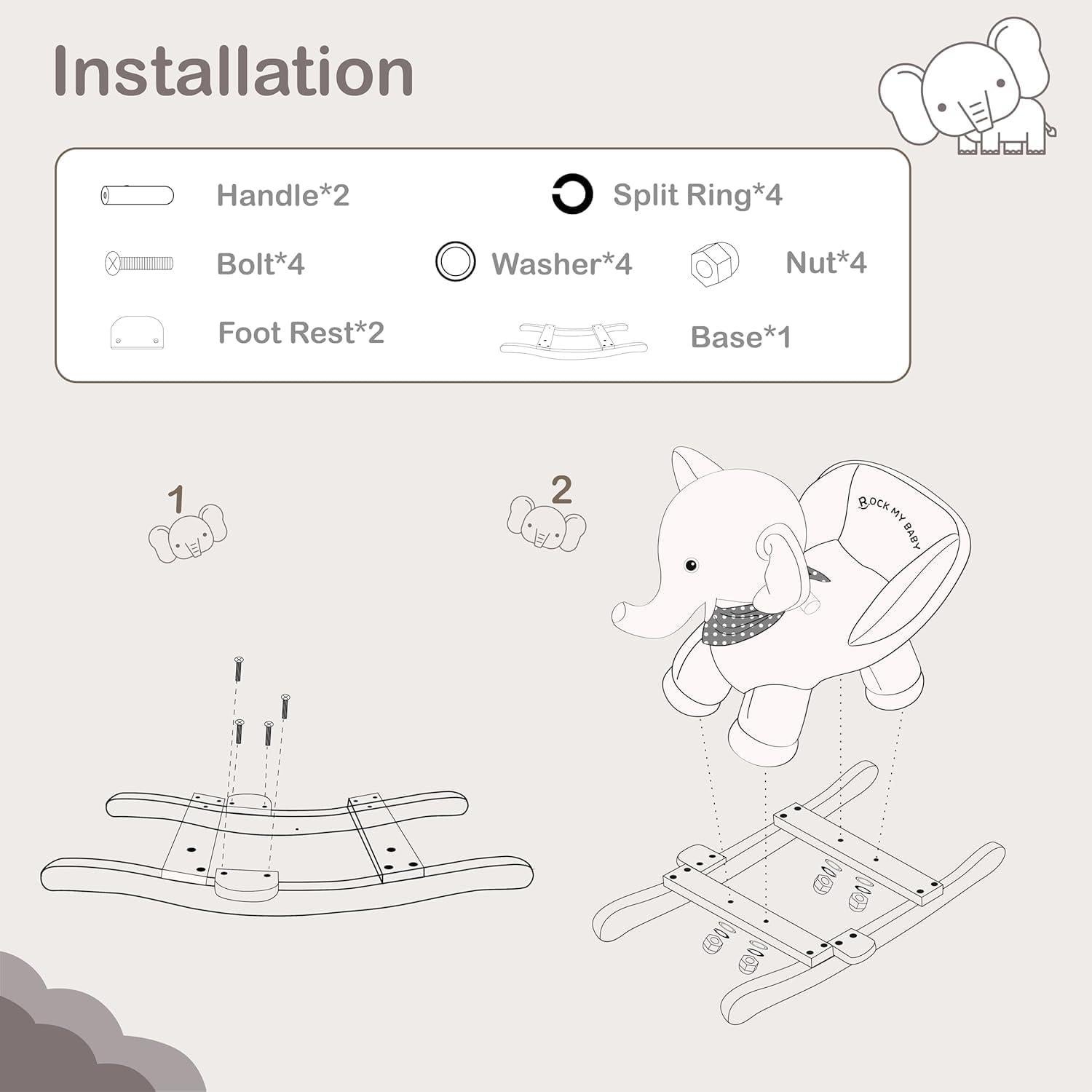 Caballo Balancín Elefante Rock My Baby para Bebés 1-3 Años