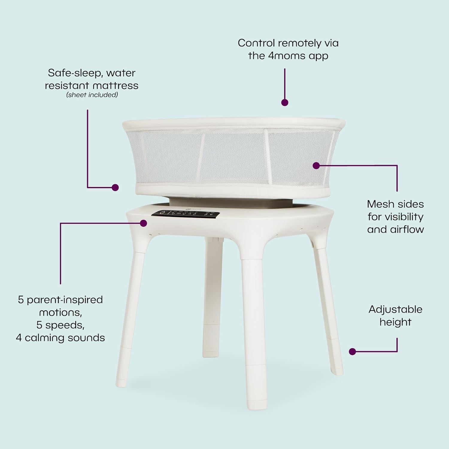Cuna de Sueño 4moms MamaRoo - 5 Movimientos, 4 Sonidos, Ajustable